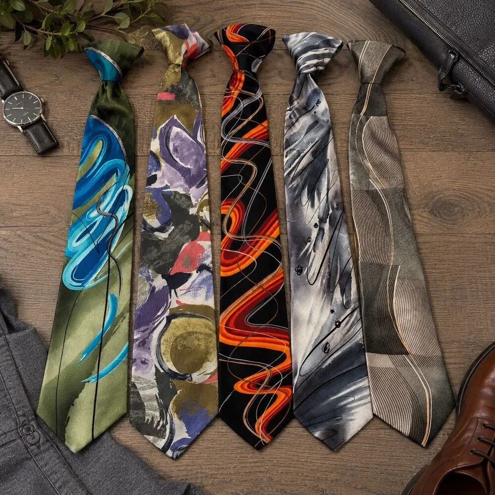 Lot of 5 J. Garcia Silk Ties Jerry Art Abstract Psychedelic Silk Neckties READ